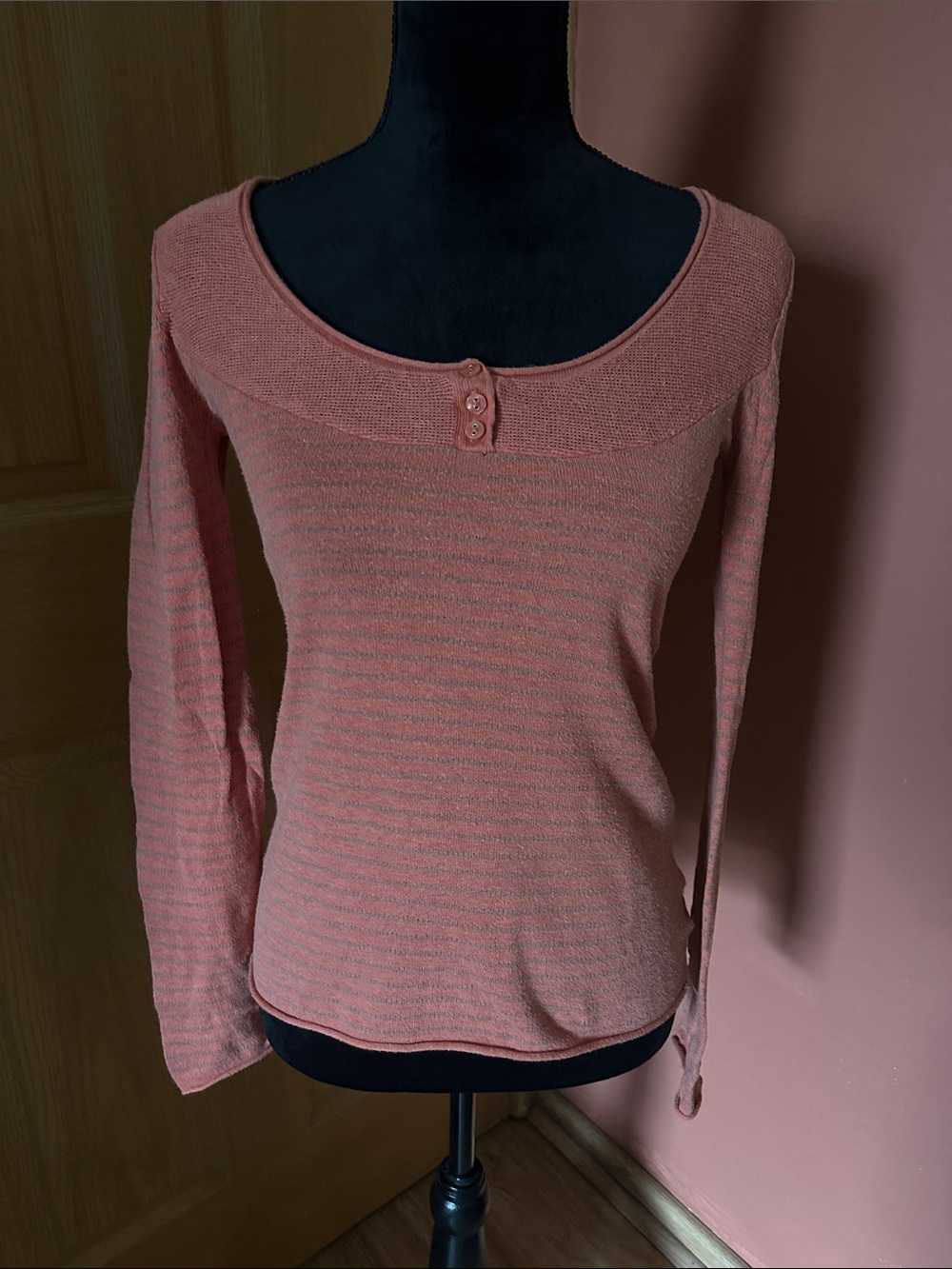 Mossimo Supply Co. Long-Sleeve Scoop Neck Top in Coral